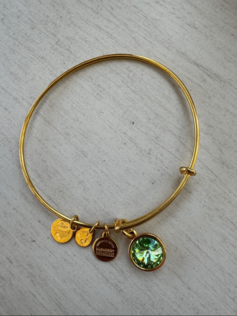 Alex and Ani August Birthstone Charm Bangle, Peridot